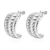 Pendientes en forma de C con doble trenzado multicapa de acero inoxidable, titanio, oro de 18 quilates y estilo europeo y americano.