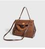 2024 Otoño e Invierno Nuevo Cuero de Ante Esmerilado de Alta Gama Hebilla Bolso Kelly Portátil Bajo el Brazo para Viajero Bolso Tote de Hombro