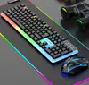 Sensoni Teclado Gamer Mecânico Suspenso com Fio e Mouse Set de Teclado e Mouse com Filme Colorido Set com Sensação Mecânica