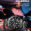 Dizhi Moda Guerrero Negro Banda de Acero Reloj para Hombre Moda Multifuncional Luminoso Impermeable Estilo de Negocios Reloj de Cuarzo Venta al por Mayor