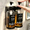 Dispensador de jabón de hotel montado en la pared, manual, prensa, champú, gel de ducha, botella, sin orificios, soporte para botella de desinfectante de manos para baño