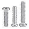 Parafusos de máquina com cabeça panela cruzada em aço inoxidável 304, tamanhos M3 a M6, fornecidos diretamente pelo fabricante, resistentes à ferrugem e à corrosão.