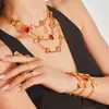 Miduoduo Corazón Romántico Francés Piedra de Cristal Checo Conjunto de Joyería Pulsera Collar Acero Inoxidable Chapado en Oro Real 18K
