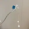 Horquilla con borla de rama de flor de ciruelo de estilo chino, estilo antiguo Hanfu, horquilla para el cabello, accesorios para el cabello de metal modernos y sencillos para mujeres.