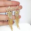 Pendientes de borla de diamante de estrella de cinco puntas con aguja de plata S925, populares en Europa y América, con personalidad de moda, ligeros, de lujo, de alta gama para mujer