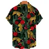 Camisa de Moda Europea y Americana Transfronteriza para Hombre Estilo Nuevo Estampado Digital 3D Hawaiana Casual de Manga Corta Cárdigan Superior
