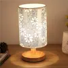 Lámpara de mesa creativa hecha a mano con flores secas en relieve, luz nocturna, lámpara de mesita de noche para dormitorio, lámpara de ambiente para hotel y casa de huéspedes, lámpara de lino