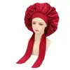 Amazon Transfronterizo Gorro de Noche de Satén para Mujer Gorro de Dormir de Satén de Ala Ancha Sombrero Turbante Cinta de Lazo Sombrero Redondo