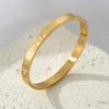 Pulseira transfronteiriça nova de aço titânio criativa simples corrosão padrão de grade de palavras nas costas fivela pulseira de casal joias de aço inoxidável