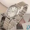 Relógio com pulseira de aço com juntas de bambu em liga, caixa oval, números arábicos
