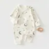 Roupas de Bebê Primavera e Outono Algodão Puro Tipo a Sem Costura Roupas de Monge para Recém-Nascidos 0-6 Meses Macacão com Amarração Roupas de Bebê