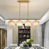 Lámpara de araña para restaurante Postmoderna Luz de lujo Atmosférica Rectangular Simple Creativa Lámpara de cristal para sala de estar Nórdica Lámpara de mesa para mesa de comedor de bar