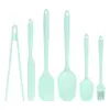 Espátula de Silicona, Espátula para Mezclar Crema y Pastel, Pinzas para Alimentos, Brocha para Aceite, Juego de 6 Piezas, Herramientas de Cocina para Hornear