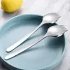 Uau, conjunto de colher e garfo de aço inoxidável 304, garfo de salada criativo de cabo longo, colher de jantar para uso doméstico, colher de salada