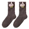 Meias de Coral Grosso Quentes para Outono e Inverno, Não Soltam Fiapos, com Boneco Cartoon, Cor Sólida, Fofas, para Dormir, Meia-Calça, Meias para Casa de Maternidade