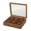 Caja de Almacenamiento de Relojes Lista para Usar Color Nogal Retro Venta al por Mayor Caja para Relojes Caja de Madera para Relojes Caja Transparente Caja de Colección Hogar
