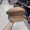 Sombrero Octagonal Cálido de Lana Otoño e Invierno para Mujer, Casual y Versátil, Cubre Corto, Delgado, de Lana, Moda Torcida, Sombrero Nube