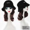 Peluca de sombrero todo en uno para mujer, cabello largo y rizado, de piel de cordero, estilo pescador, para otoño e invierno, con combinación de cabello corto y rizado.