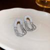 Brincos de prata S925 com agulha, Coreia do Sul, simples, incrustados com diamantes, pérolas ovais, leves, luxuosos, elegantes e combinados, design avançado
