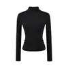 Camisa Básica Tendência Simples Cor Sólida Gola Alta Forrada com Fleece Manga Longa Outono Inverno Versátil Elástica Ajustada Camiseta Versátil Top para Mulheres