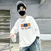 Camiseta básica de algodón puro de manga larga, ropa infantil estilo primavera y otoño, camiseta interior para niños, top para niños, diseño de dibujos animados moderno para niños mayores