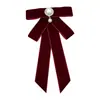 Pajarita para Mujer Estilo Británico Retro Cuello de Camisa Terciopelo Negro Lazo Decorativo Broche de Moda Flor Accesorio de Cuello