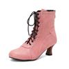 2025 Nuevas Botas Europeas y Americanas de Otoño e Invierno para Mujer con Cordones y Cremallera Trasera Botines Botas de Caballero Botas de Tacón Medio Grueso Tallas Grandes 40-50
