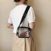 Bolsa transparente bolsa feminina 2023 Verão nova alça de ombro largo pequena bolsa quadrada moda coreana PVC ombro crossbody bolsa de telefone