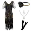 Popular Vestido de Noche Retro con Lentejuelas Gatsby 1920s Europeo y Americano Vestido de Graduación Cuello en V Borla Transfronterizo