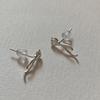 Pendientes Fan Zhiqiao de plata de ley 925 con lazo, estilo coreano, de Corea del Sur, sencillos y elegantes, con estilo que combina con todo.