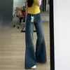 Jeans Americano Retrô Flare Feminino Inverno 2025 Novo Slim de Cintura Alta Wide-Leg Antiaderente Calças Flare Largas