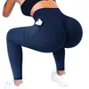 Calça Yoga Europeia e Americana Cruzada Levanta Bumbum com Bolsos Colmeia, Cintura Alta, Justa, Leggings Esportivas de Fitness ao Ar Livre, Tamanho Grande