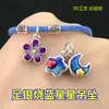 Pingente Tagging Corda de Mão Tecida Pulseira Colar Flor Estrela Lua Azul Queimado Prata S999 Acessórios DIY Feitos à Mão