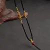 Corda Preta Ouro Rosa Flor de Pêssego Corda de Pescoço Fina Macia Ouro Jade Pei Cristal Pingente Esmeralda Corda Ajustável Tecida à Mão