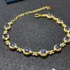 Pulsera de Nuevo Estilo con Plata S925 Incrustada con Zafiro Natural y Múltiples Piedras de Diamante 3*4, Joyería para Mujer para Uso Diario y Regalo