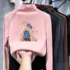 Camada base para meninas, camiseta de fleece com gola alta parcial para crianças, outono e inverno, peça íntima quente versátil, blusa de manga comprida para crianças mais velhas