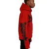 Sudadera con Capucha y Cremallera Estilo Callejero Americano Completamente Tachonada con Diamantes y Salpicaduras de Tinta, Bordes Deshilachados Vintage, Corte Holgado, Hombros Caídos, Unisex, Transfronterizo Europeo y Americano