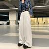 Calça Jeans Casual Wide Leg Reta Feminina Nova Primavera 2026 Comprimento Estendido com Cinto de Chenille e Elastano
