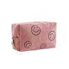 Bonita bolsa de pana con diseño de emoticonos para cosméticos, para viajes, para lápiz labial, base de maquillaje, bolsa de almacenamiento con forma de corazón para personas perezosas.