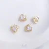 Pendente Coração de Pêssego com Zircônia e Coração Rosa Banhado a Ouro 14K que Preserva a Cor Pendente para Brincos Pulseira Joias DIY Feito à Mão
