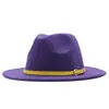 Sombrero de Sol para Exteriores Clásico Fieltro Fedora Ala Ancha Moda Sombrero Jazz con Hebilla de Cinturón