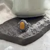 Anillo viejo de plata S925 con forma de huevo, patrón incrustado de cera de abeja, estilo Joker retro, estilo nacional, nuevo chino J12809