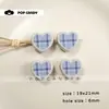 Acessórios DIY de Coração Xadrez com Furo Grande de Acrílico Peças de Pingente Materiais Artesanais Joias Fofas Miçangas Soltas