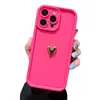 Funda para Teléfono Móvil con Arena Dorada en Forma de Corazón Tridimensional Adecuada para Apple 17Pm, Funda Protectora iPhone 15 13 de Color Sólido con Agujero de Precisión