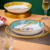 Plato, plato, de uso doméstico estilo chino esmaltado de porcelana ósea modelo nuevo 2026, plato para bistec redondo, plato plano, plato de cena de cerámica estilo occidental