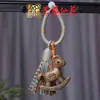 Colgante de Cadena para Teléfono Móvil Talla de Caballo de Palosanto Yiming Xianyuan Arena Verde Arcoíris Llavero de Caballo Tallado en Madera Creativo