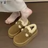 Sapatos Birkenstock Originais de Couro com Sola Grossa Femininos de Inverno com Pelúcia Espessa Aconchegantes de Calçar Rápido Sapatos de Lã de Cordeiro e Algodão Botas de Neve