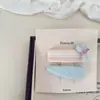 Novo Par de Presilhas de Cabelo Geométricas Florais Rosa e Azuis Simples para Crianças Presilha Lateral Presilha para Franja