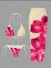 Nuevo Traje de Baño Sexy Estampado de Tres Piezas Estilo Europeo y Americano de Comercio Exterior Transfronterizo Versión Estampado Personalizado Amazon Charm Lily