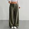 Comércio Exterior Europeu e Americano Amazon Transfronteiriço Casual Roupa Feminina com Bolsos Frontais e Traseiros Solto Cor Sólida Bolsos Calças de Perna Larga Comprimento Total Casual